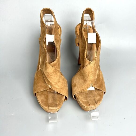 DIANE VON FURSTENBERG Zia Camel
Suede Slingback Platform Sandals Heels US 8 - Picture 4 of 16